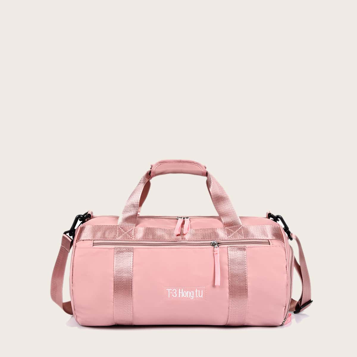 

Letter Graphic Barrel Bag, Pink