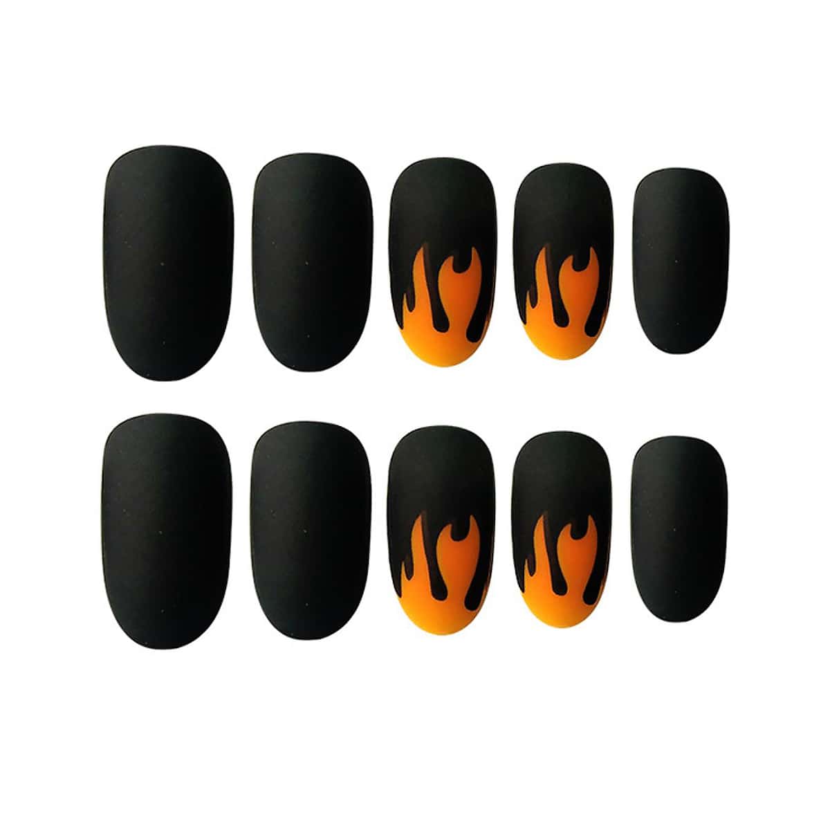 

24pcs Flame False Nail, Black