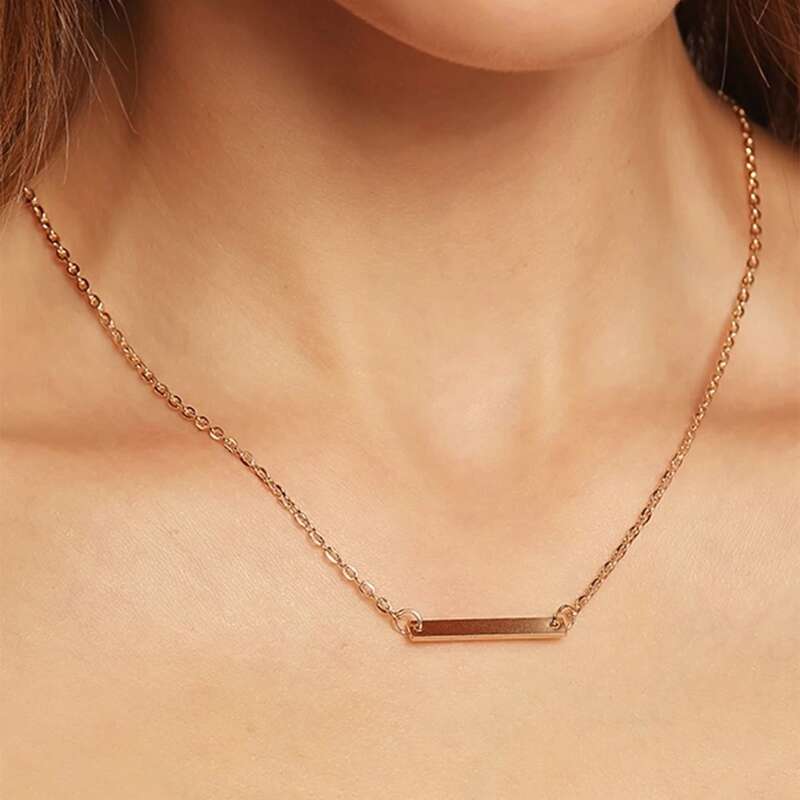 

Metal Bar Chain Necklace, Gold