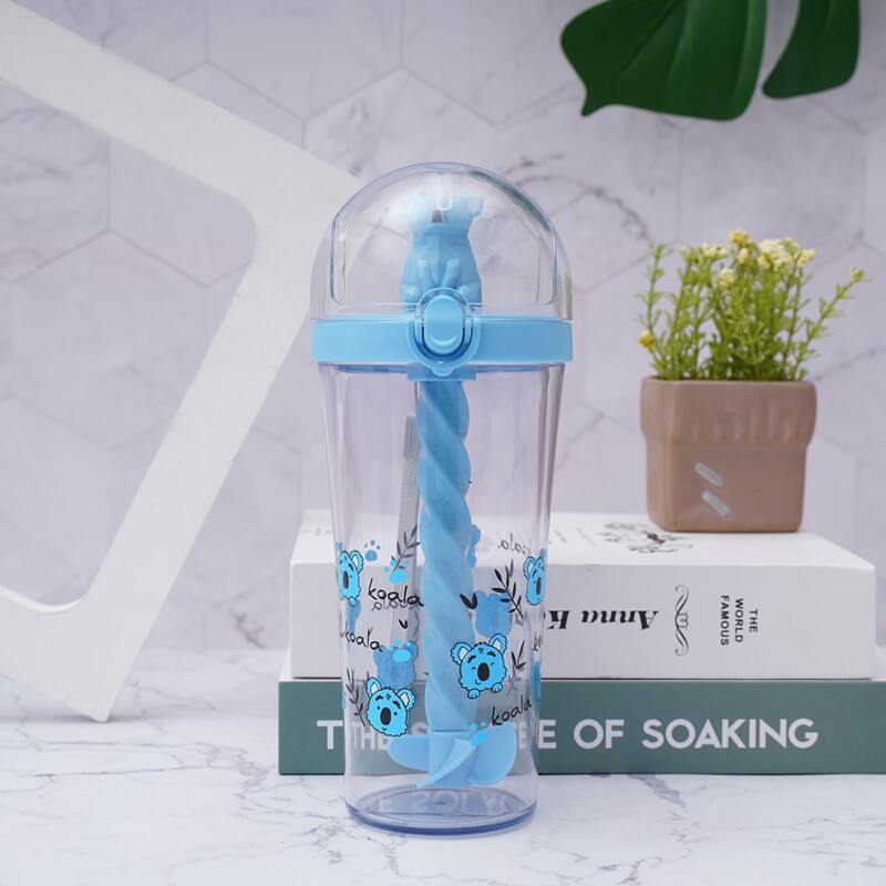 

1pc Kids Cartoon Koala Straw Bottle, Blue