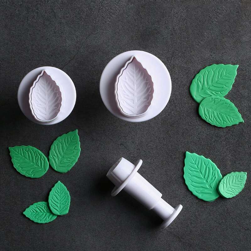 

3pcs Leaf Shaped Spring Baking Mold Set, White