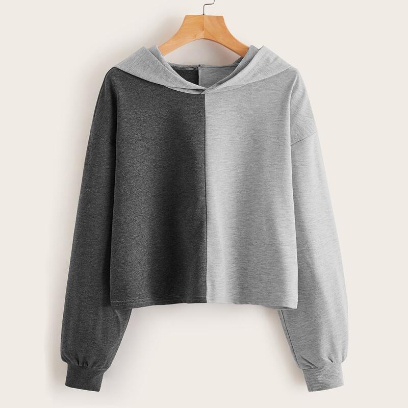 

Colorblock Hooded Sweatshirt, Grey