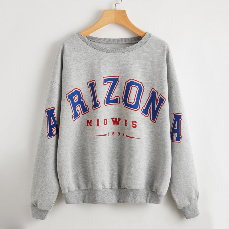 

Letter Graphic Oversized Sweatshirt, Light grey