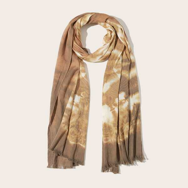 

1pc Fringe Detail Scarf, Multicolor