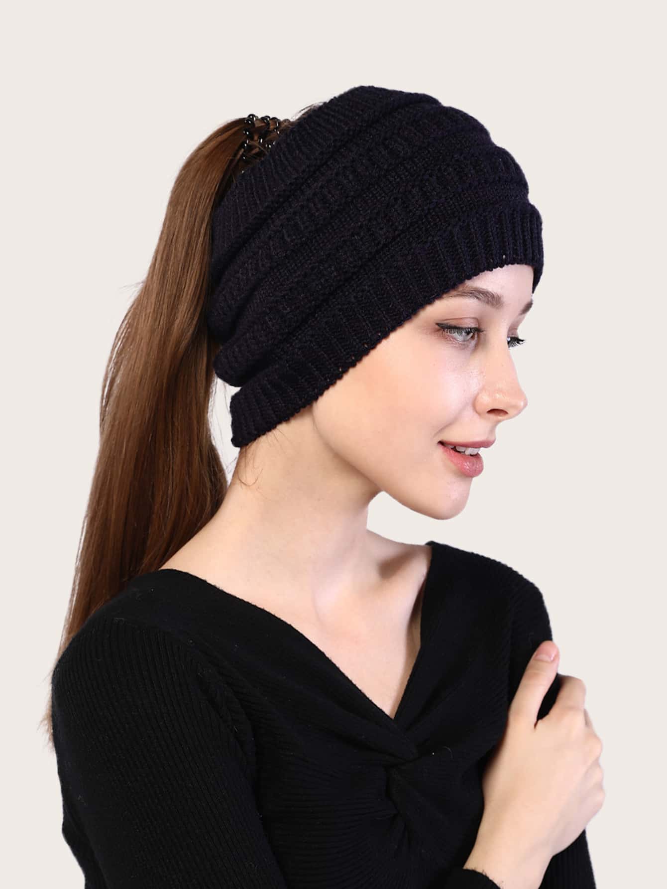 1pc Ponytail Beanie Hat Casual