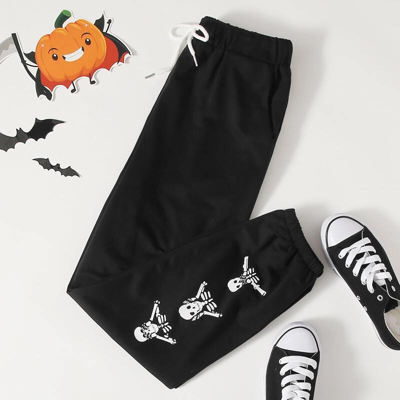 

Skull Graphic Sweatpants, Black