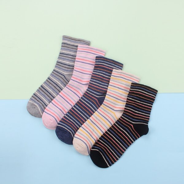

5pairs Striped Socks, Multicolor