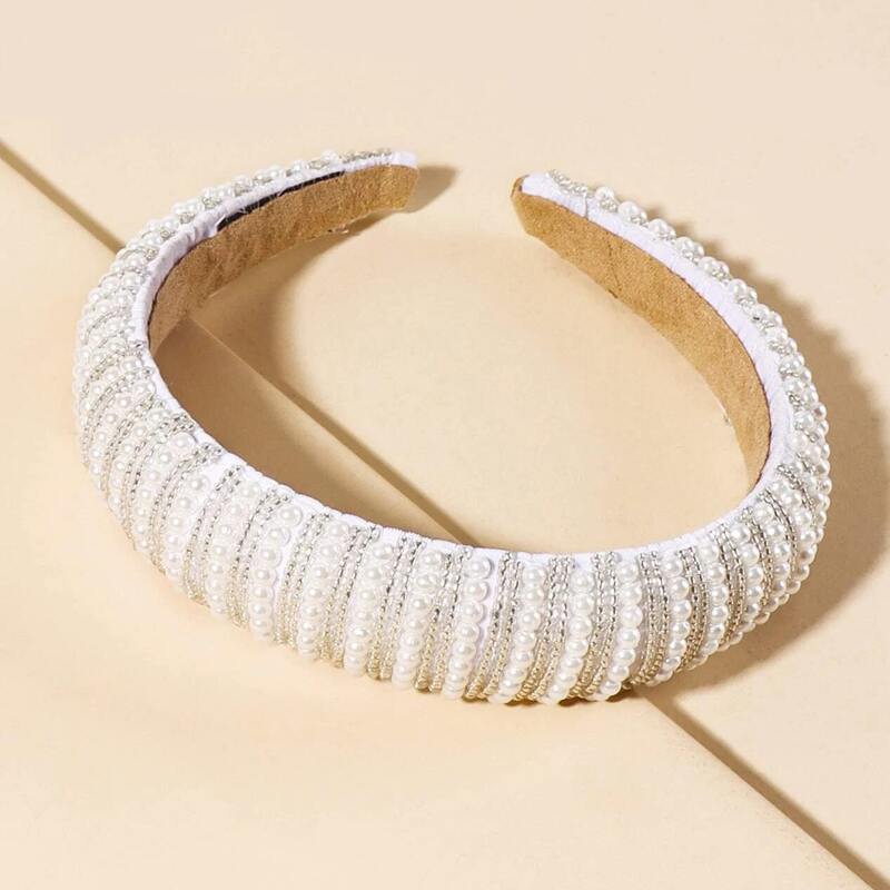 

Faux Pearl Hair Hoop, White