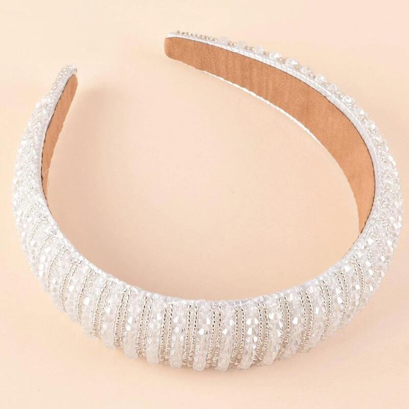 

Rhinestone Beaded Hair Hoop, White