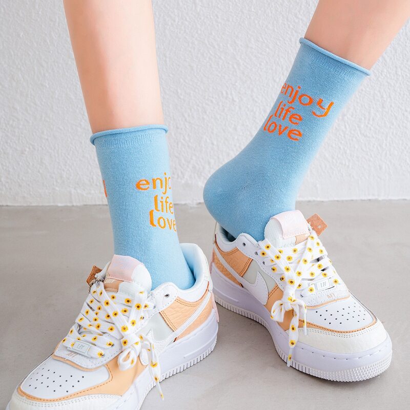 

1pair Letter Graphic Socks, Baby blue