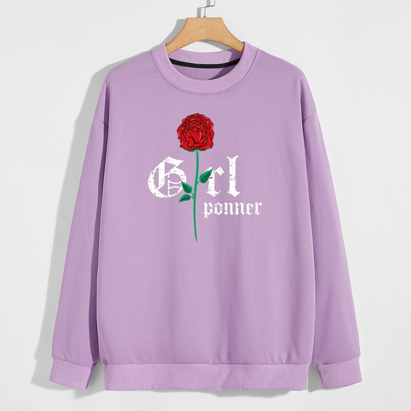 

Guys Letter Rose Graphic Sweatshirt, Lilac purple
