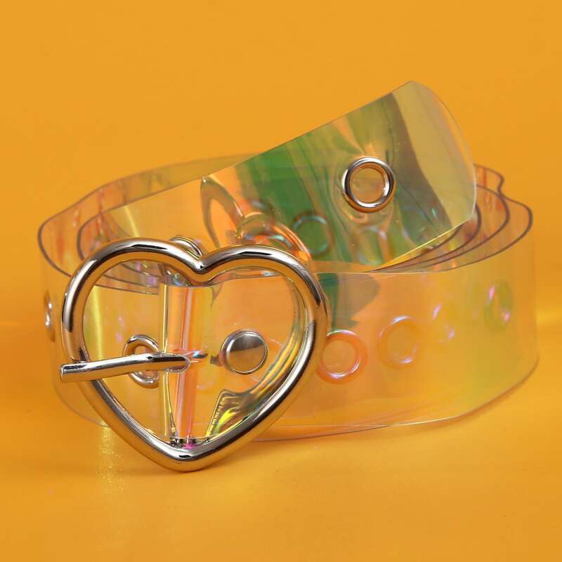 

Heart Buckle Transparent Belt, Clear