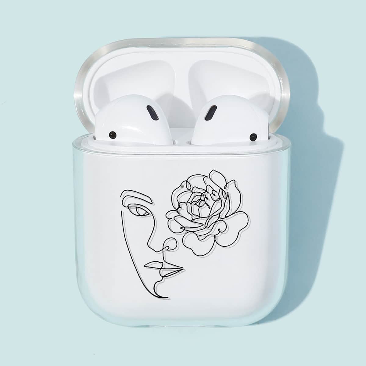 

Figure & Floral Pattern AirPods Case, Clear