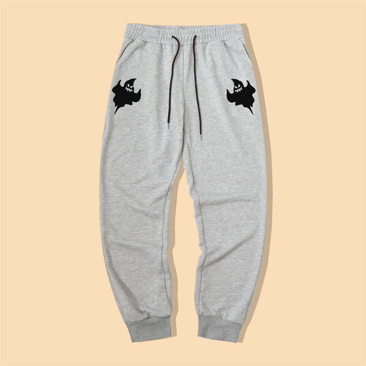 

Guys Halloween Cartoon Graphic Sweatpants, Light grey