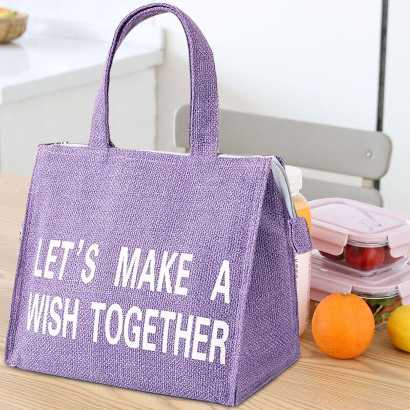 

Slogan Graphic Insulation Lunch Bag, Purple