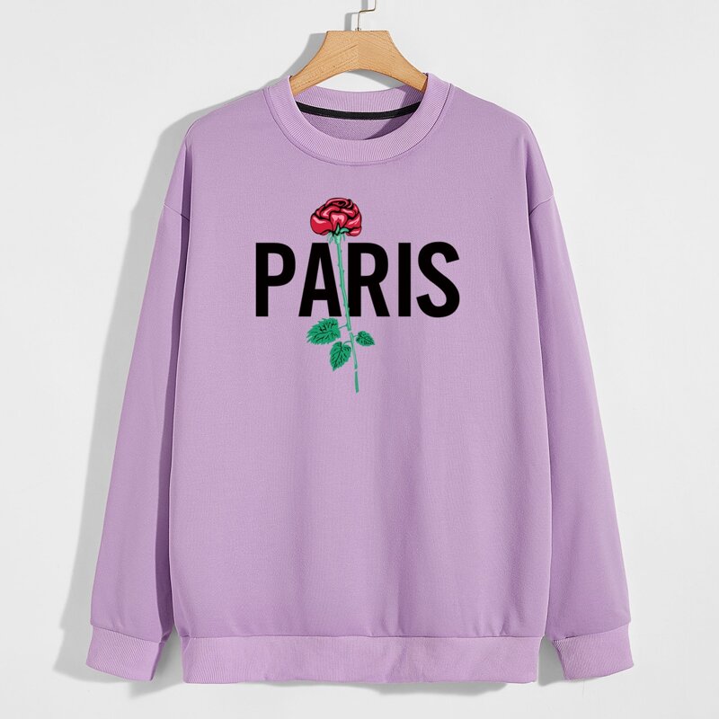 

Guys Letter Rose Graphic Sweatshirt, Lilac purple