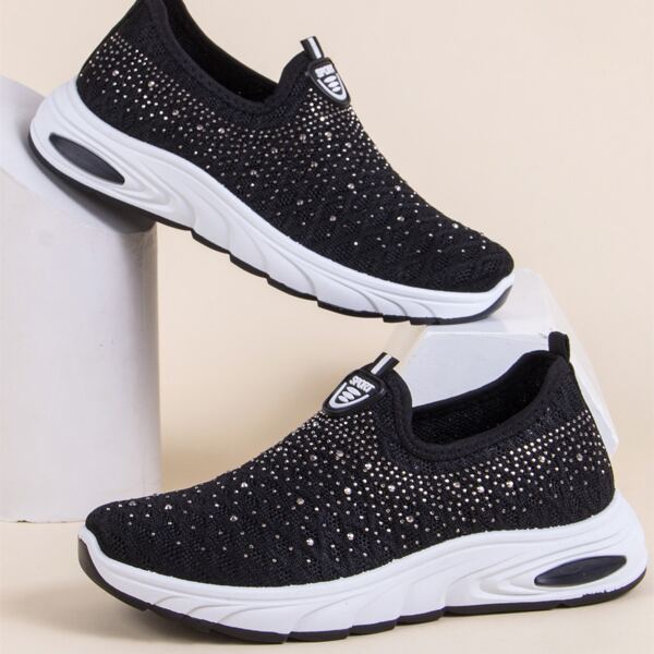 

Studded Decor Slip On Sneakers, Black