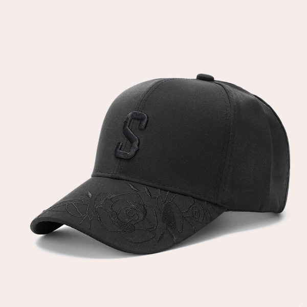 

Letter Embroidery Detail Baseball Cap, Black