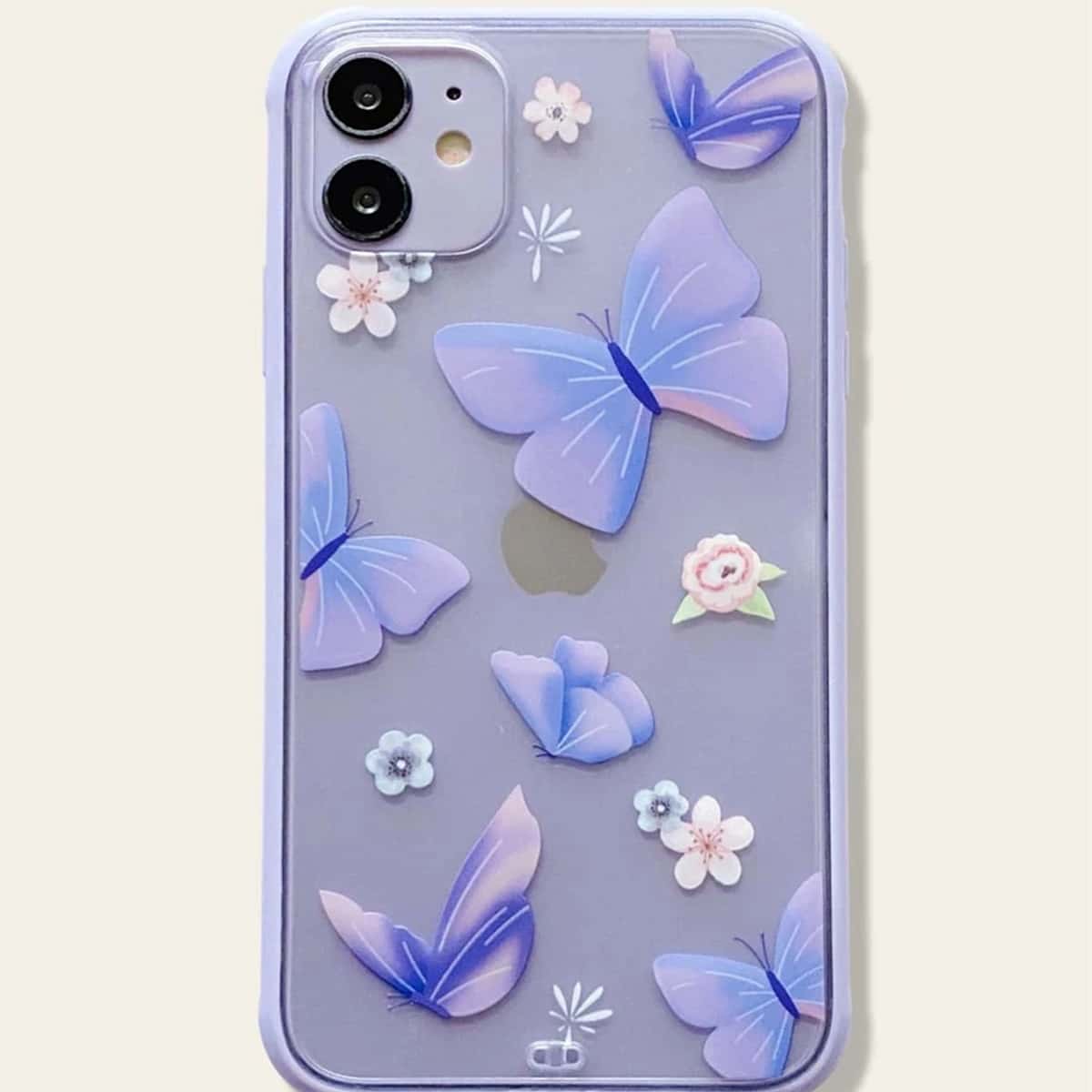 

Butterfly & Floral Clear iPhone Case, Multicolor