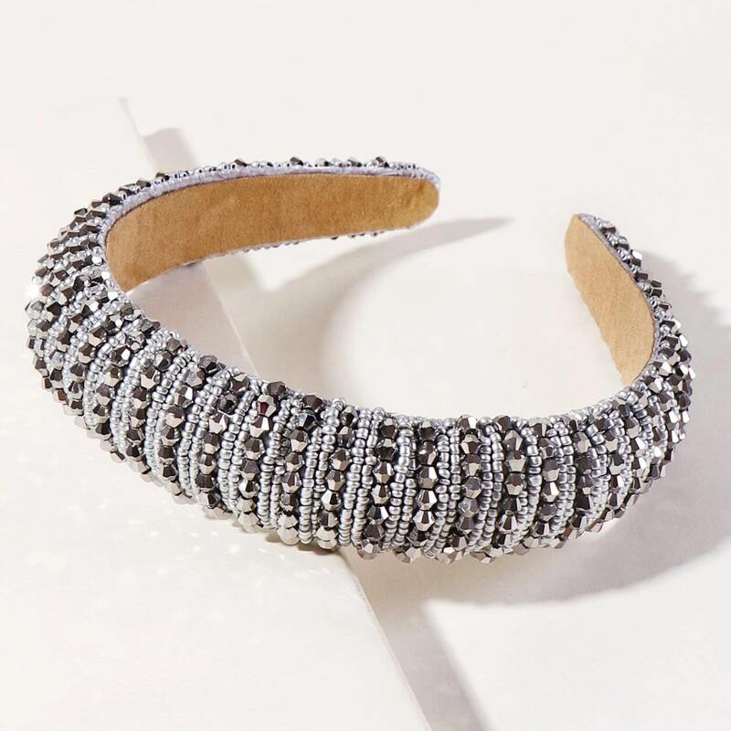 

Beaded Hair Hoop, Silver