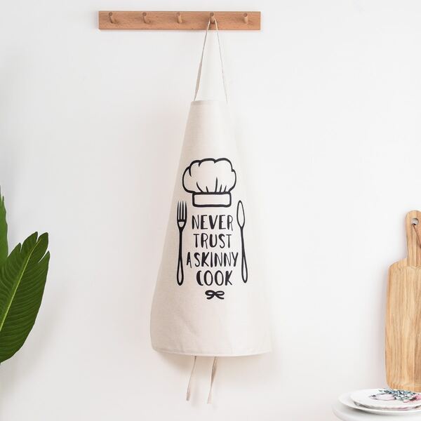 

Slogan Graphic Apron, White