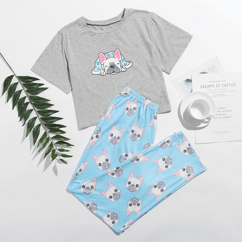 

Bulldog Print Tee & Pants PJ Set, Multicolor