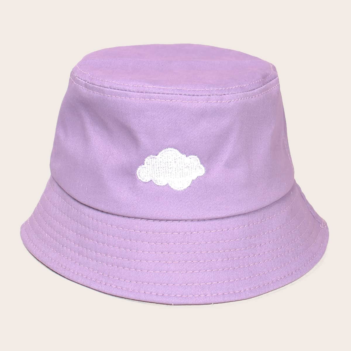 

Cloud Embroidery Bucket Hat, Purple