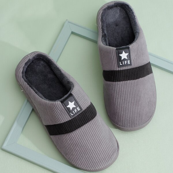 

Men Letter Patch Slippers, Brown