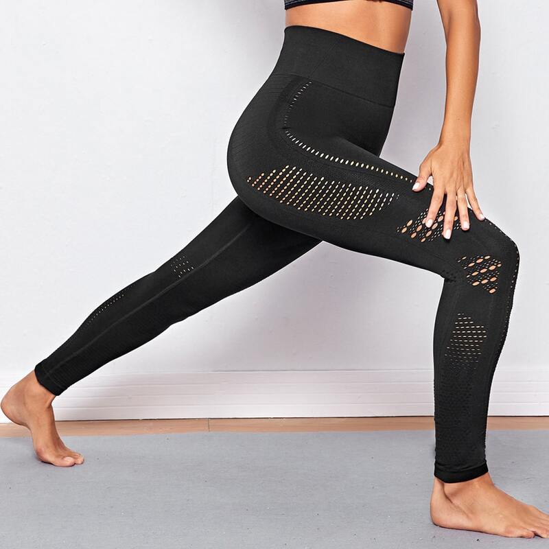 

Eyelet Wide Waistband Sports Leggings, Black