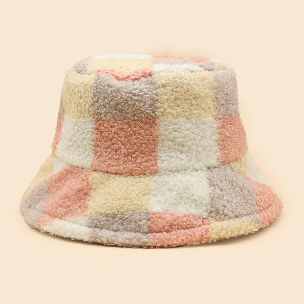 

Colorblock Plush Bucket Hat, Multicolor