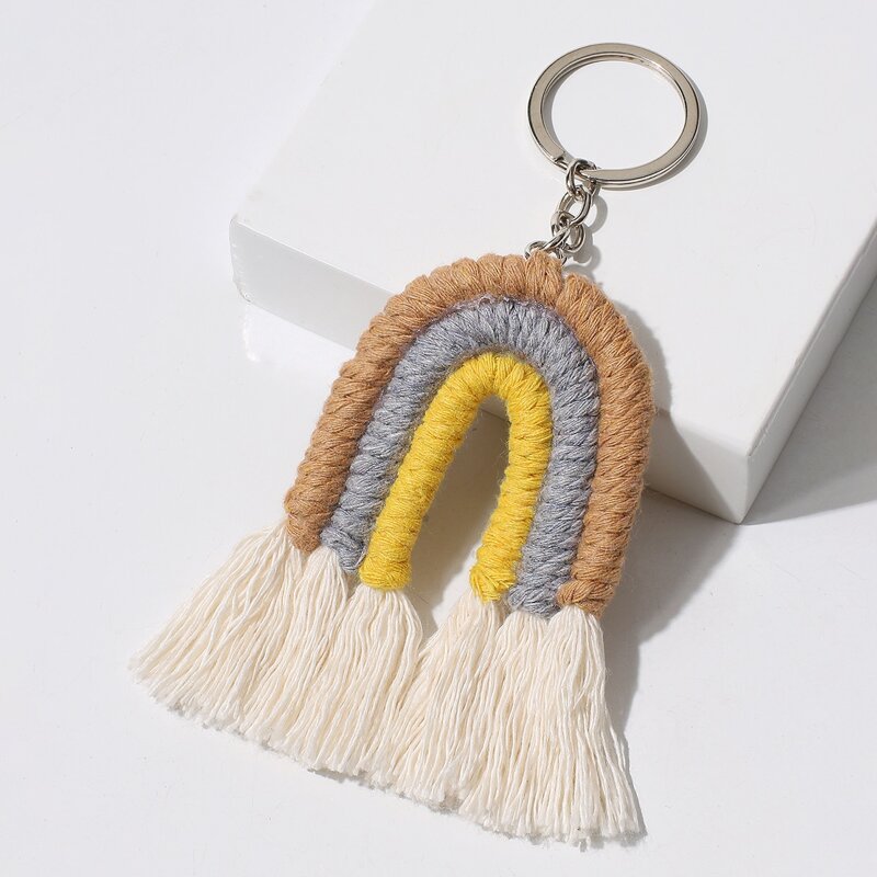 

1pc Tassel Detail Woven Keychain, Multicolor