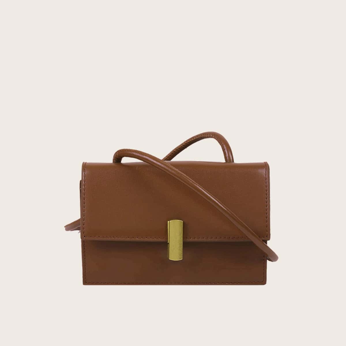 

Solid Flap Crossbody Bag, Coffee brown