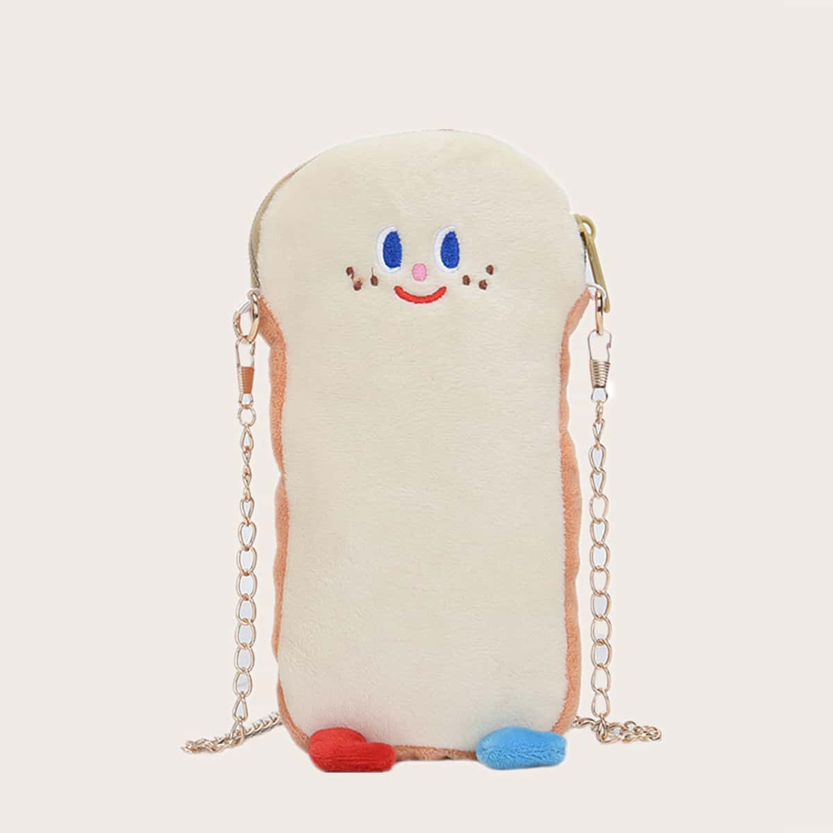 

Cartoon Bread Crossbody Bag, Beige