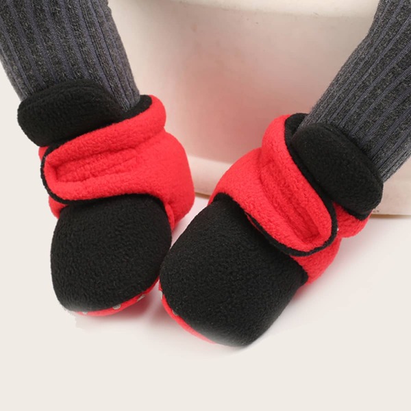 

Baby Boy Two Tone Velcro Strap Warm Boots, Black