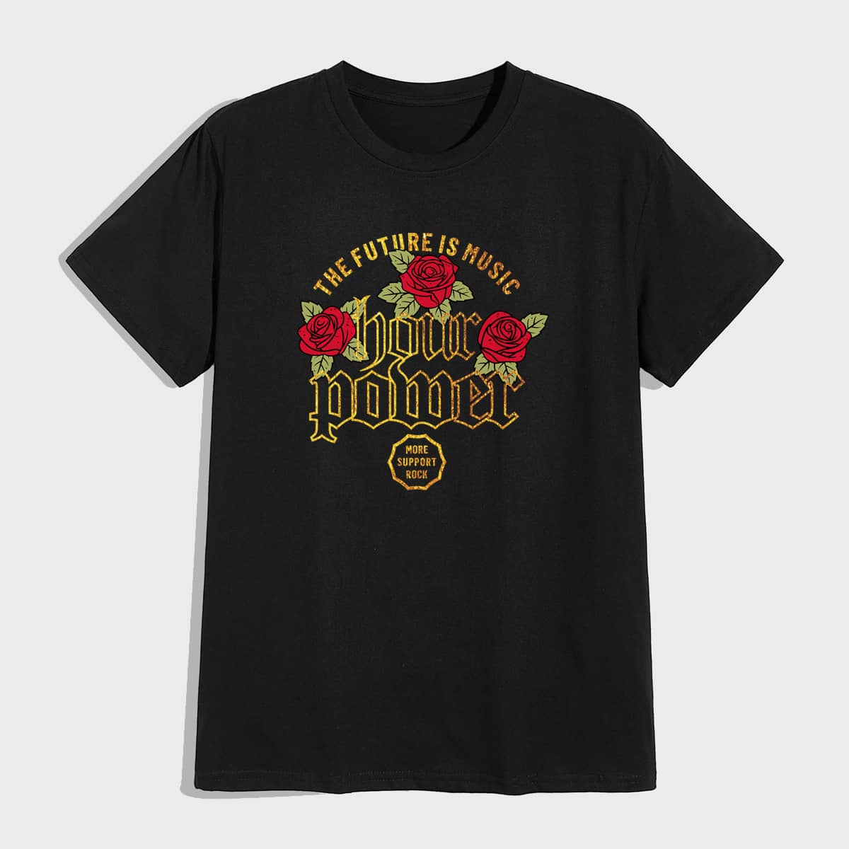 

Guys Slogan Rose Graphic Tee, Black