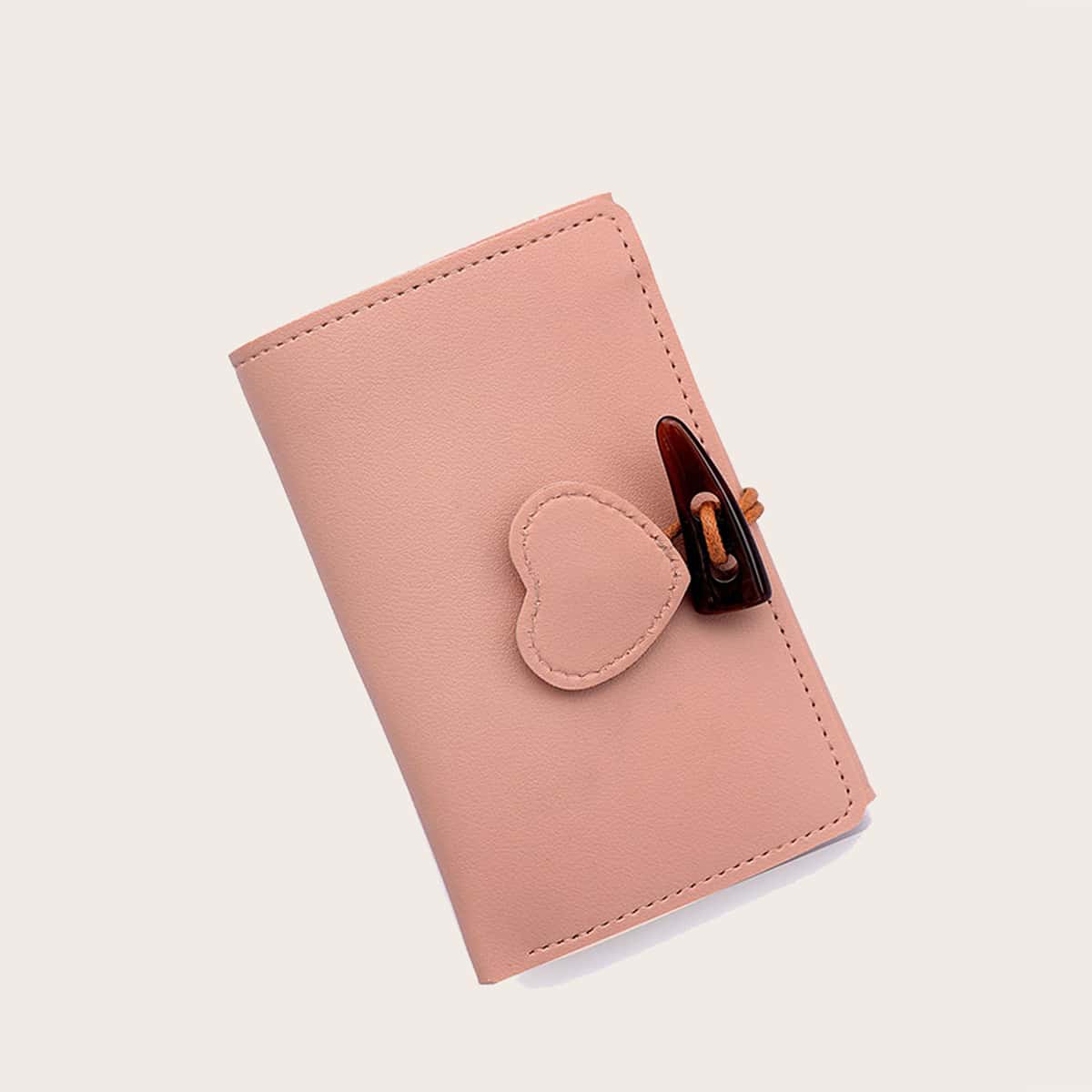 

Heart Button Purse, Baby pink