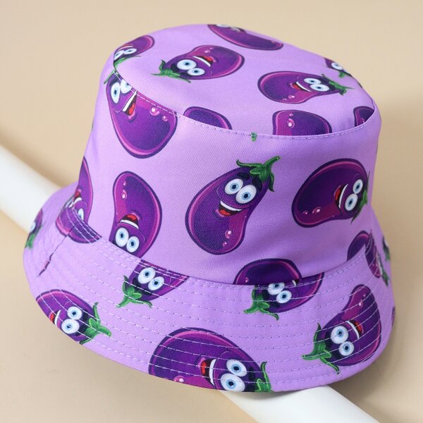 

Kids Eggplant Pattern Bucket Hat, Multicolor