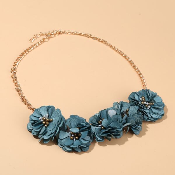 

Flower Decor Necklace, Blue