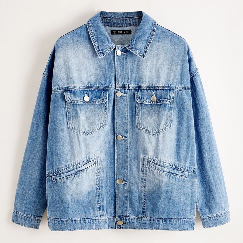 

Mid Wash Button Front Denim Jacket, Medium wash