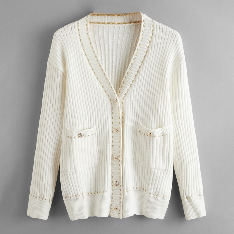 

Button Through Dual Pocket Cardigan, White