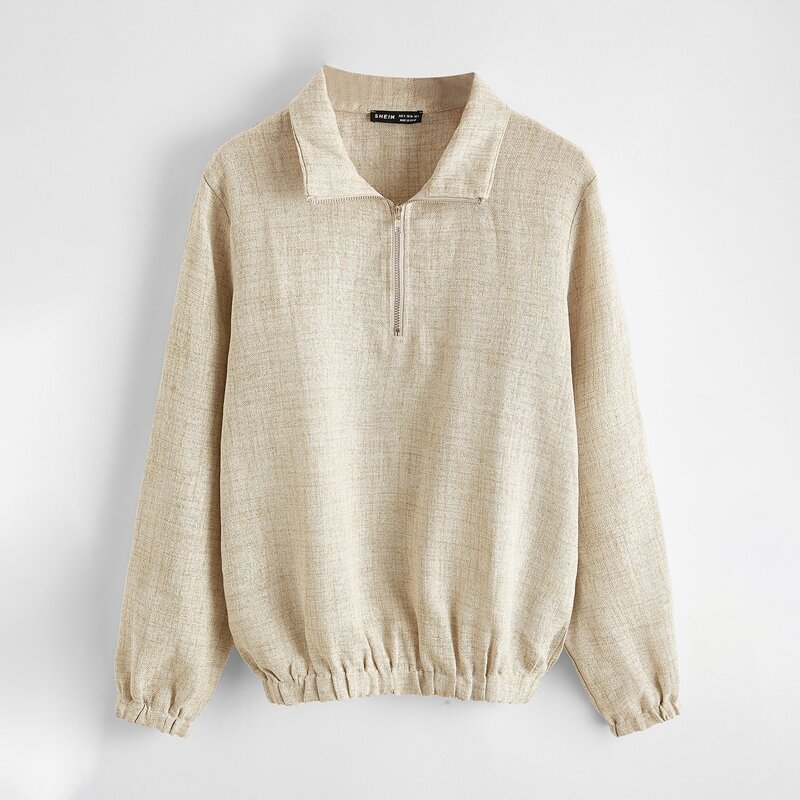 

Half Zip Solid Top, Grey