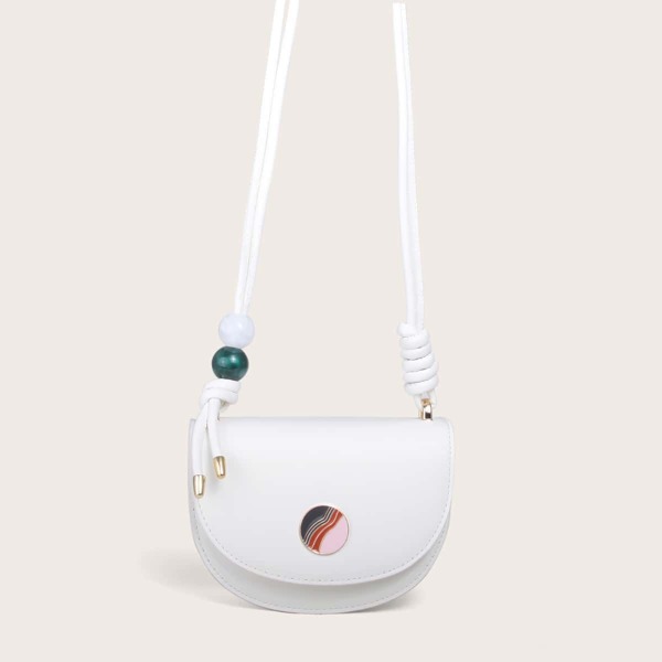 

Bead Decor Saddle Bag, White