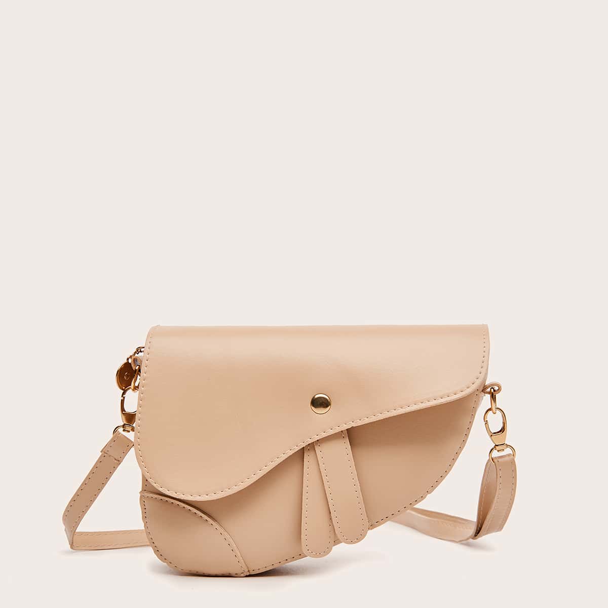 

Snap Button Saddle Bag, Apricot