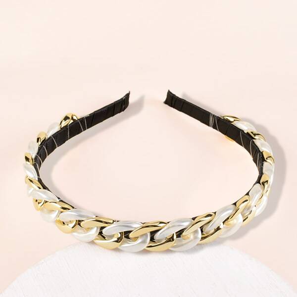 

Chain Design Hair Hoop, White