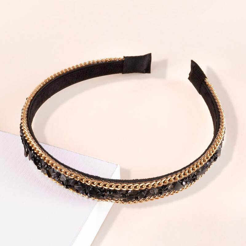 Rhinestone Decor Hair Hoop, Black