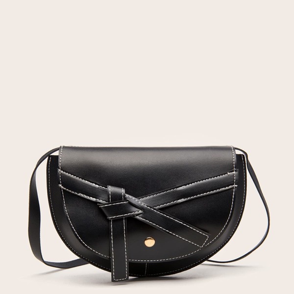 

Knot Decor Saddle Bag, Black