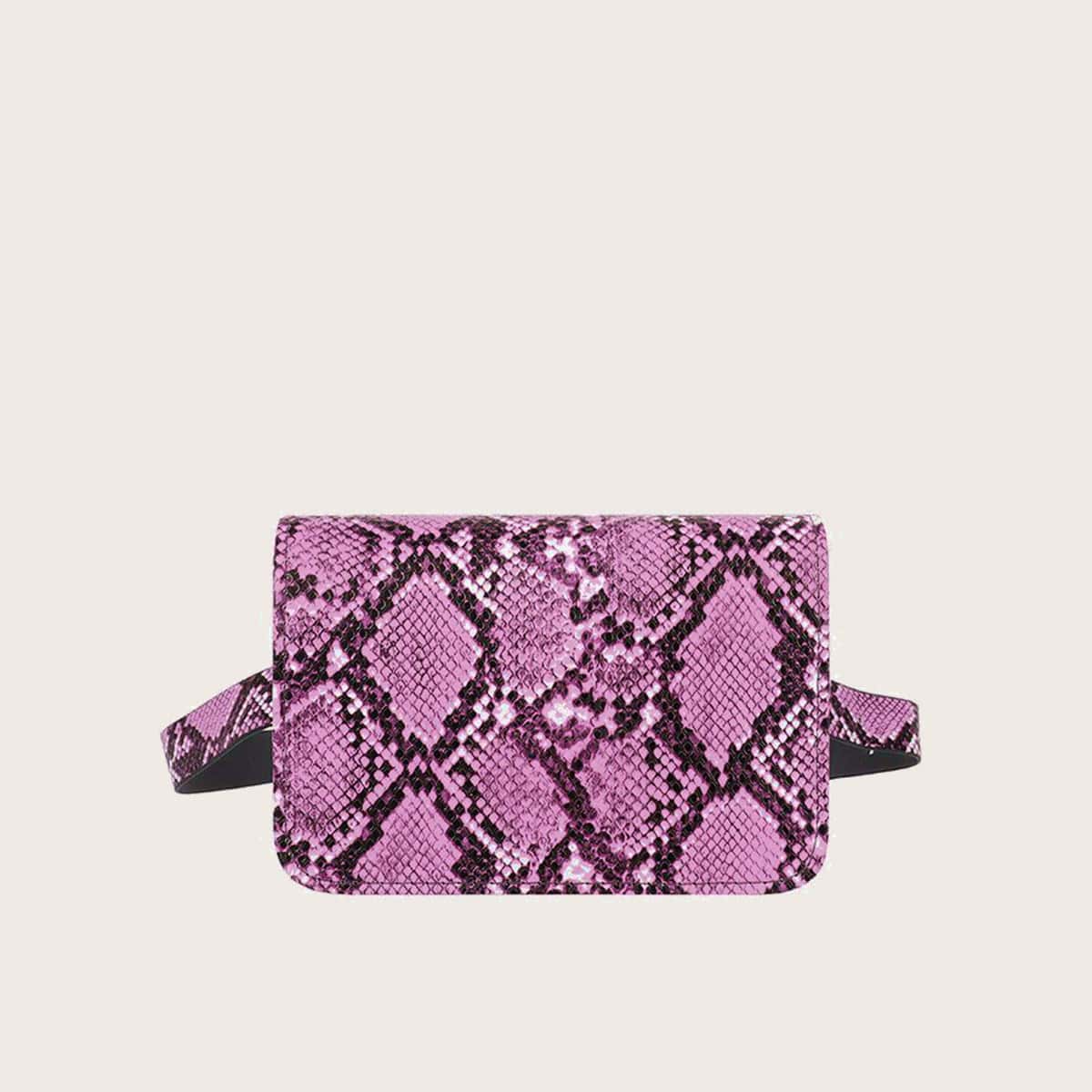 

Snake Skin Flap Fanny Pack, Multicolor