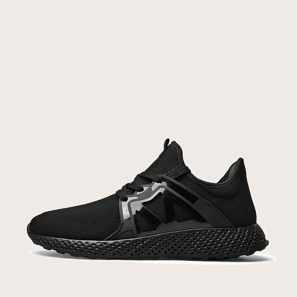 

Men Lace Up Decor Low Top Sneakers, Black