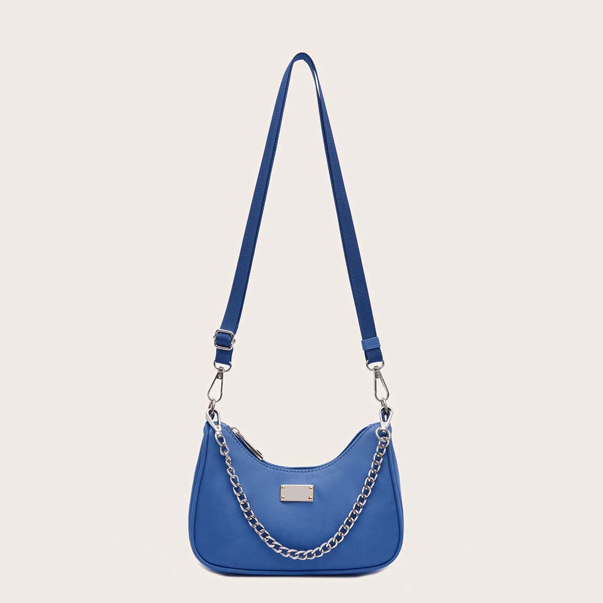 

Simple Chain Decor Shoulder Bag, Blue