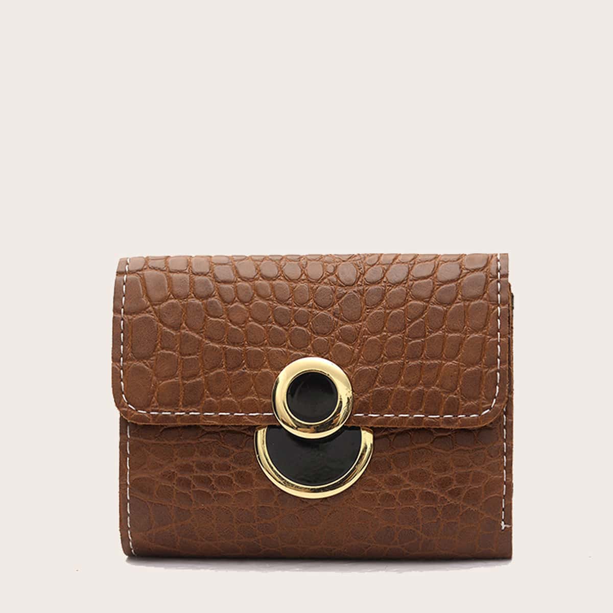

Croc Embossed Purse, Rust brown